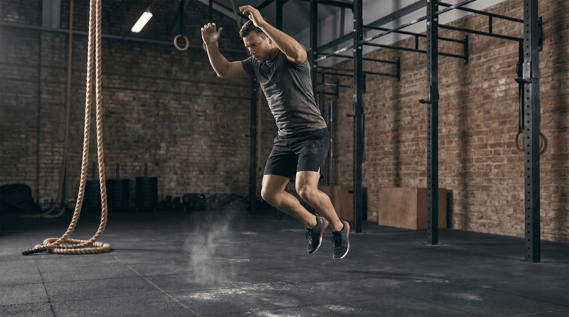 Man performing burpees